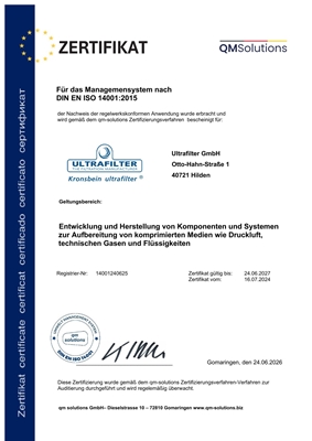 Zertifikat ISO 14001