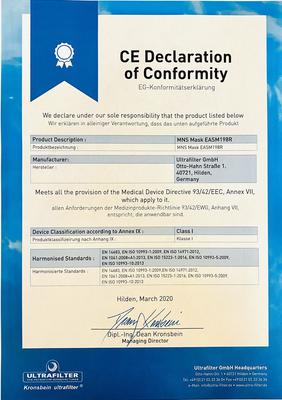 CE declaration of conformity for ultramask 