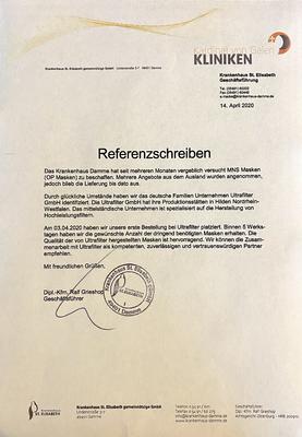 Referenzschreiben zu ultramask