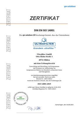 Certificate ISO 14001